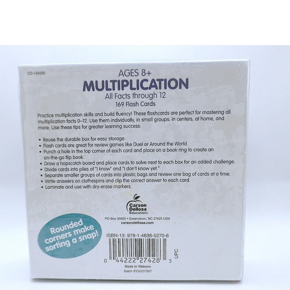 Carson Dellosa Multiplication Flash Cards Ages 8+ All Facts Through 12 CD-134055